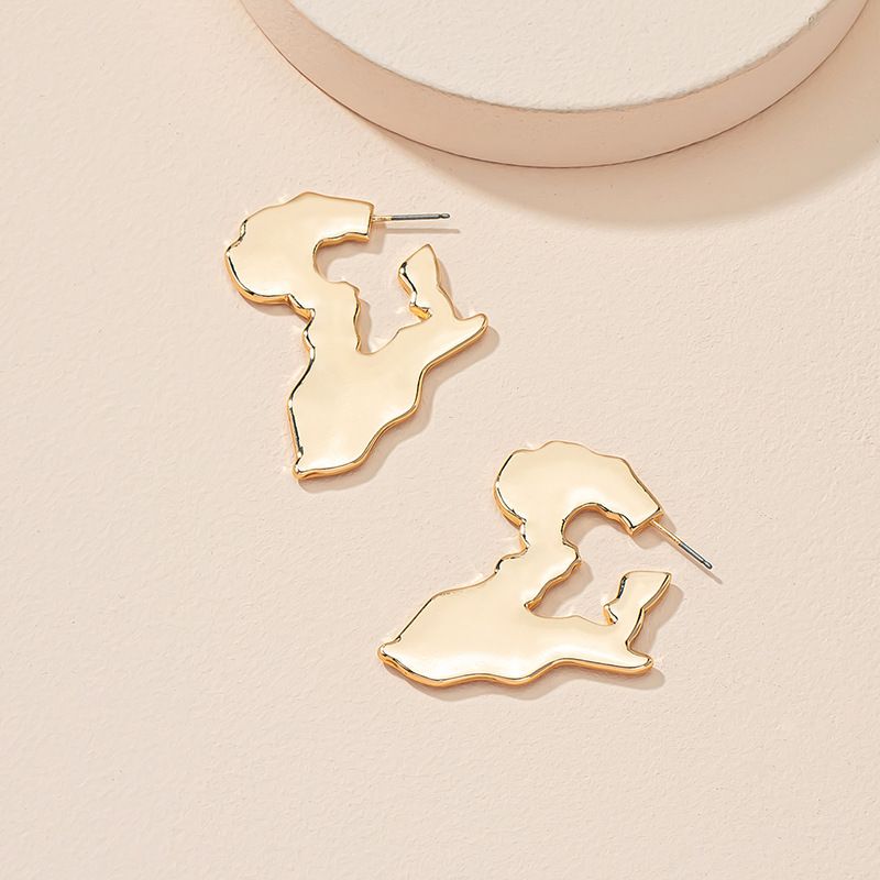 Africa Map Earrings Geometric New Trendy Design Ear Studs Ear Jewelry Wholesale