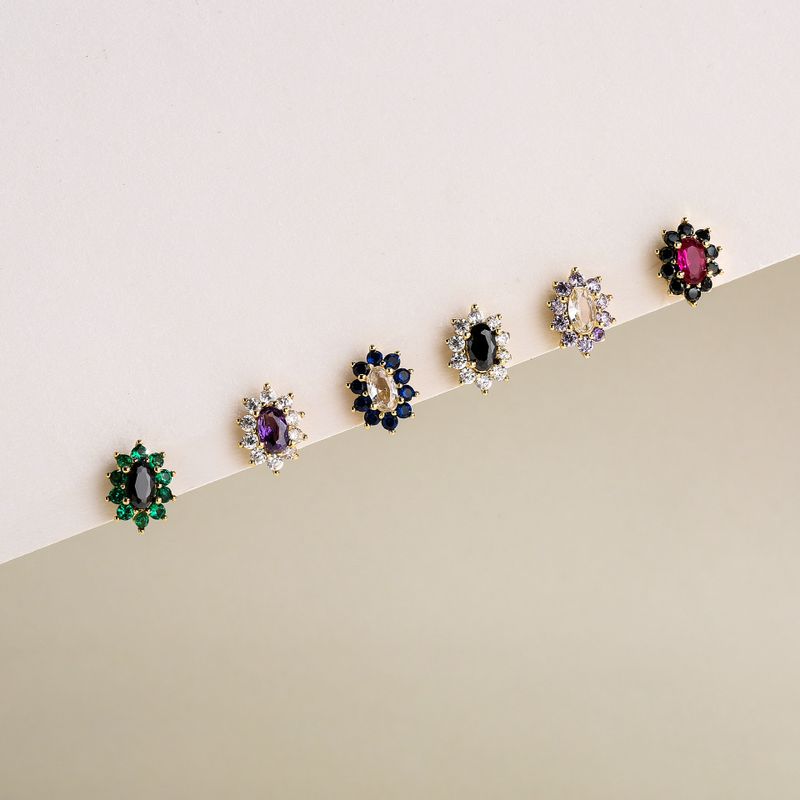 Fashion Color Zircon Earrings Exquisite Earrings Cross-border Jewelry