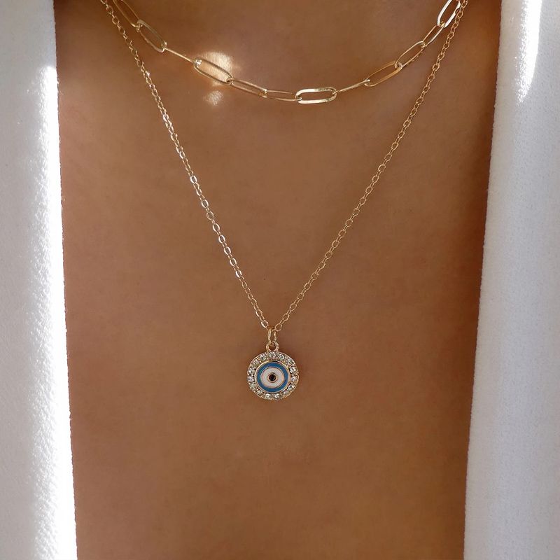 Fashion Round Devil's Eyes Two-tiered Necklace