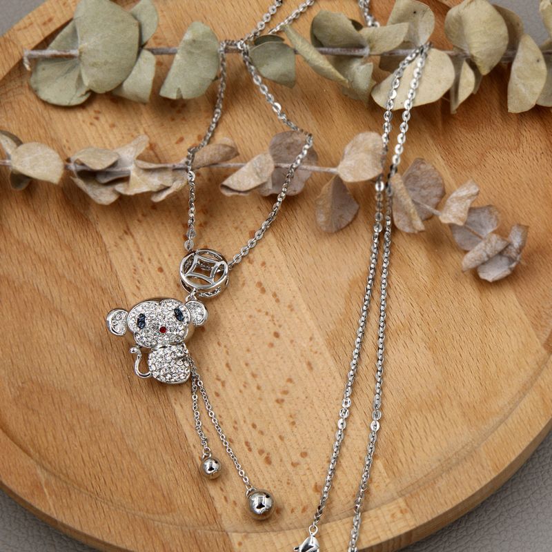 Cute Classic Exquisite Copper Zircon Monkey Sweater Chain