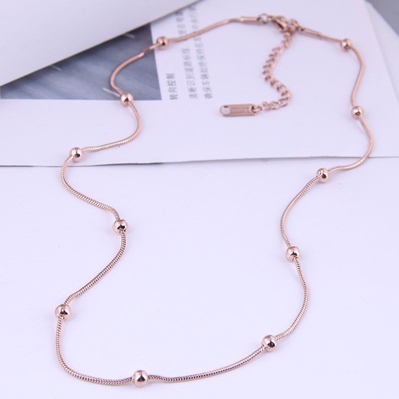 Korean Fashion Round Bead Titanium Steel Short Necklace