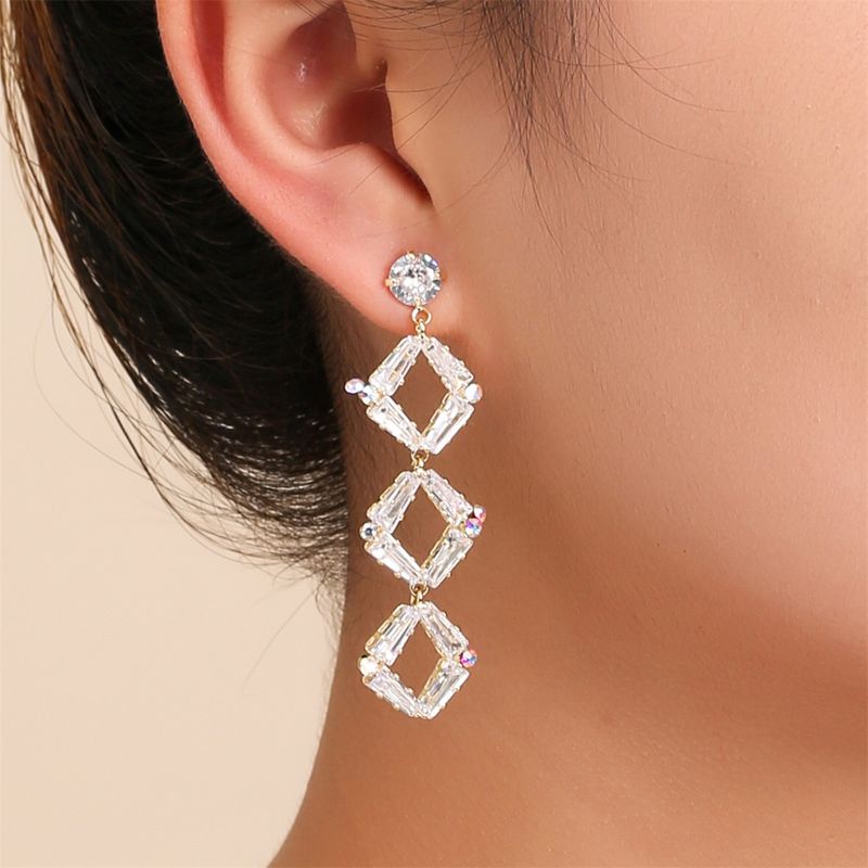 New Fashion European And American Style Zircon Tassel Earrings