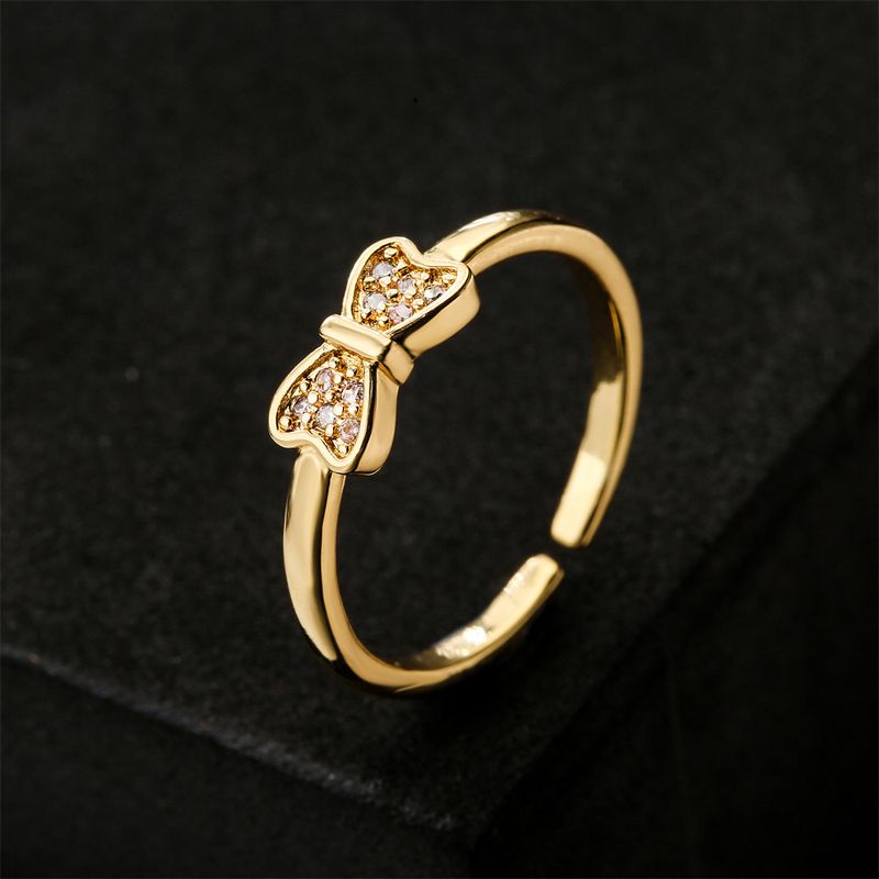 New Simple Golden Personality Open Ring Copper Micro-inlaid Zircon Jewelry