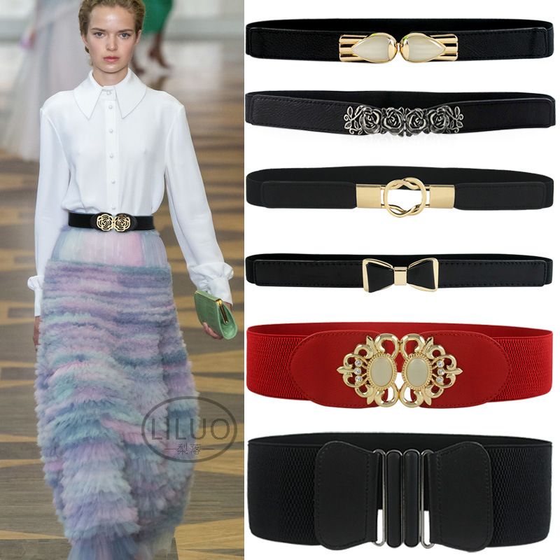 Cinturón Decorativo De Mujer Elástico Ancho Cinturón Multicolor