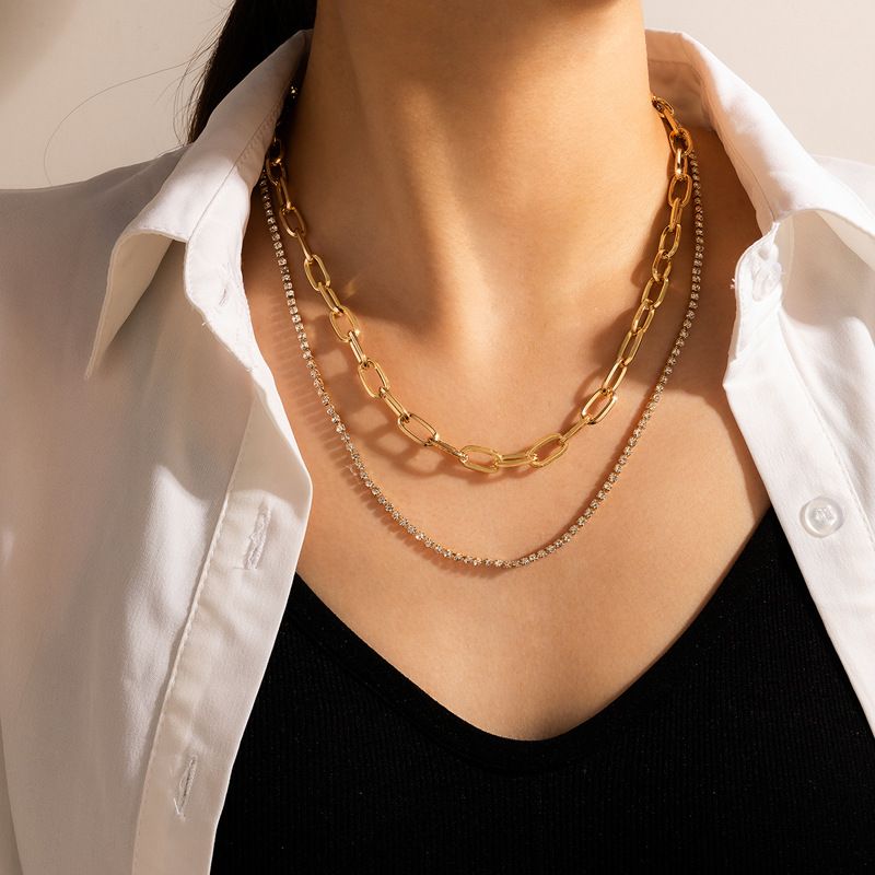 Fashion Jewelry Chain Double Geometric Simple Multi-layer Necklace