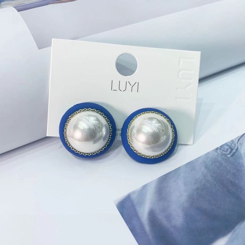 Explosive Style Earrings Office Ol Fashion Style Simple Blue Pearl Earrings