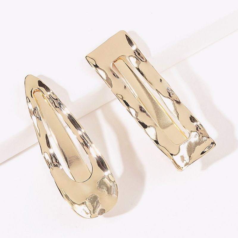 Metal Water Drop Wave Hairpin Back Side Bangs Duckbill Clip