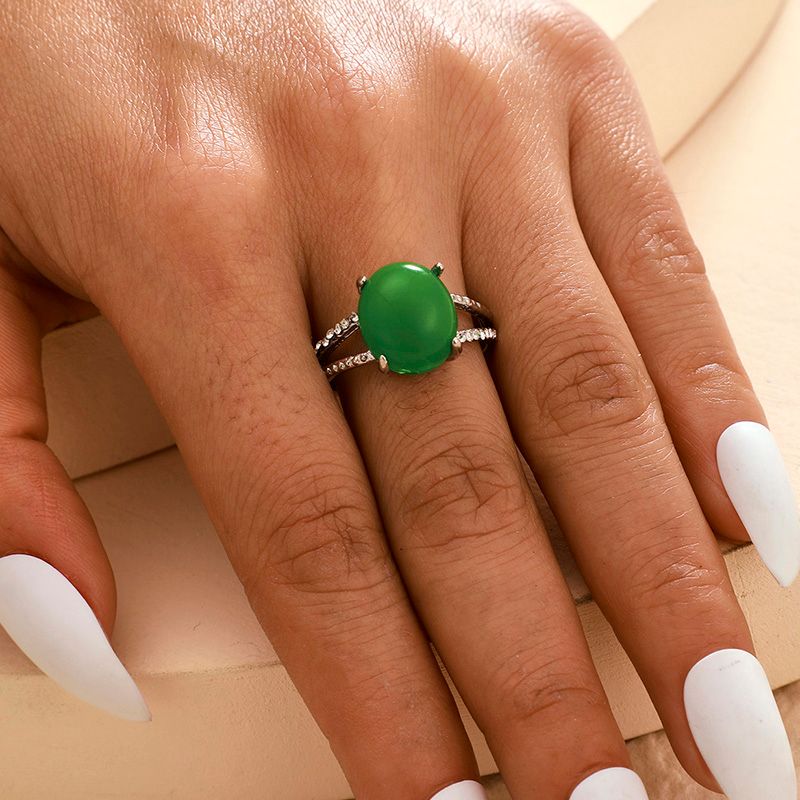 European And American Jewelry Personality Simple Green Resin Single Ring Acrylic Round Rings