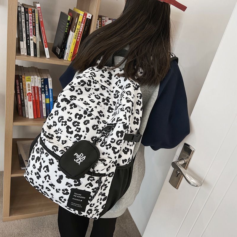 Fashion Leopard Print Large Capacity Student Travel Schoolbag
