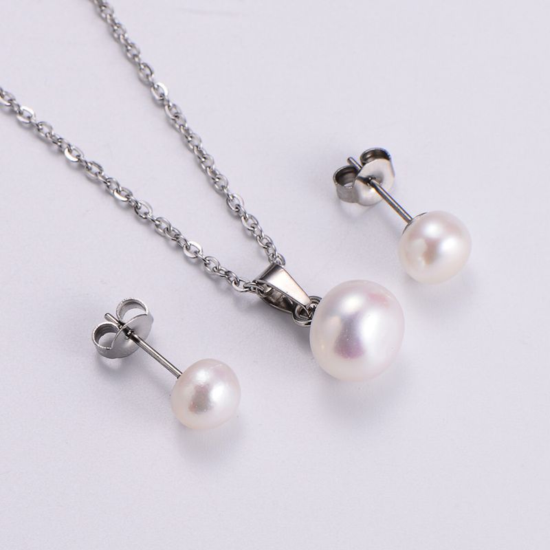 Shell Natural Pearl Anhänger Halskette Set Koreanische Version Einfache Schlüsselbeinkette Modeschmuck