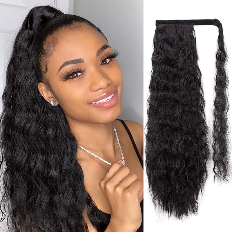European And American Ladies Long Curly Wigs Chair Extension Piece