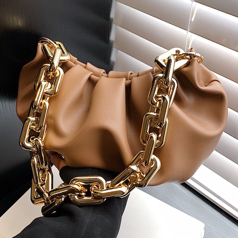 French Niche Design Fold Armpit Bag Soft Metal Chain Bag