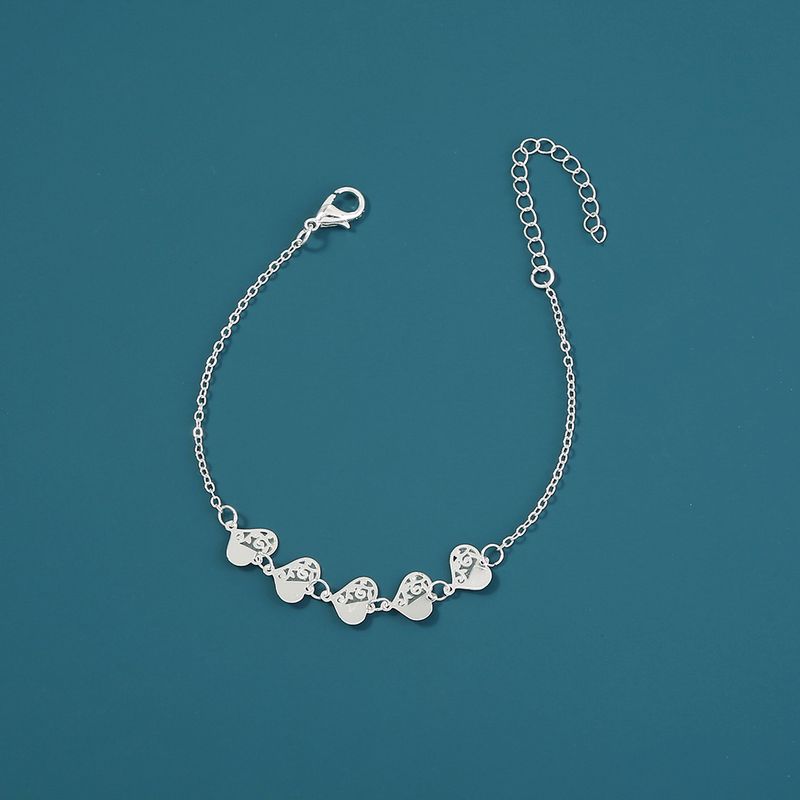 Fashion Simple Design Sense Accessories Metal Peach Heart Fluorescent Bracelet Anklet Wholesale
