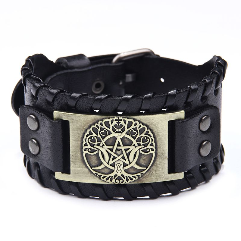New Five-pointed Star Leather Bracelet Fashion Moon Tree Of Life Bracelet
