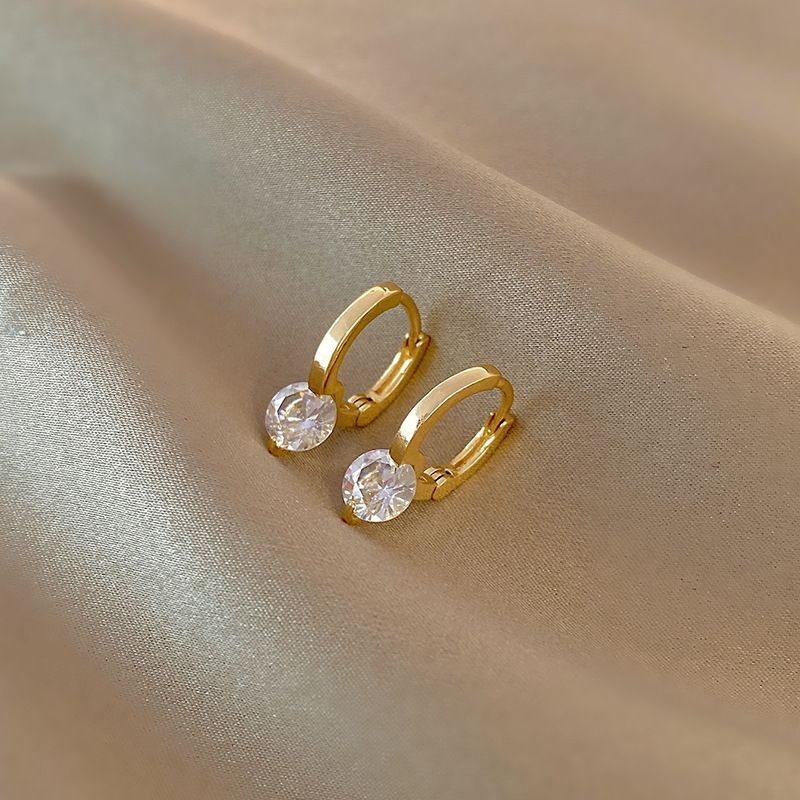 Fashion Geometric Zircon Earrings Female Small Ear Copper Jewelry