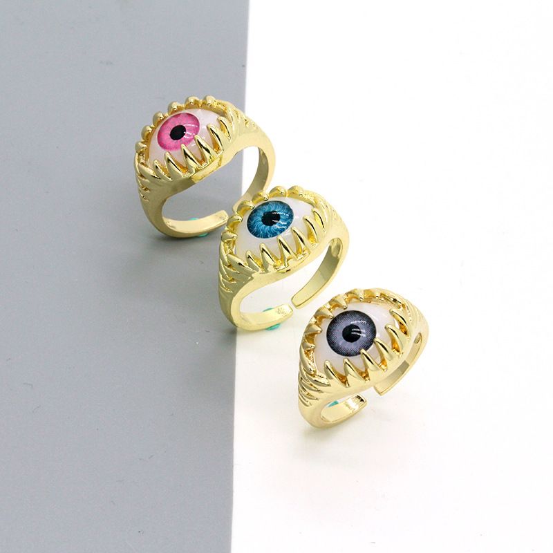 Retro Punk Personality Color Three-dimensional Eye Ring Devil's Eye Open Ring Wholesale