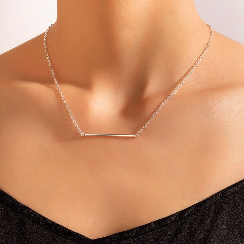 Fashion Jewelry Silver Word Alloy Necklace Geometric Simple Single-layer Necklace