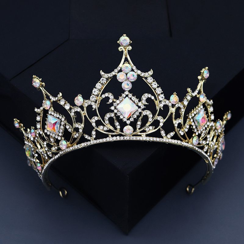 Heavy Craft Wedding Head Jewelry Luxury Bridal Crown Classic Style Colored Diamond Crown