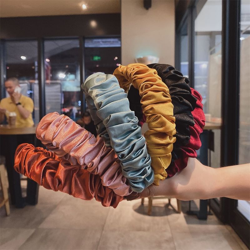 Einfarbig Satin Retro-falt Wildes Haarband Drücken Haarnadelkopfbedeckungen