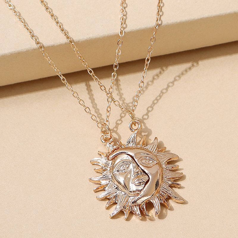 Korean Version Of Creative Sun God Fashion Double Necklace Set