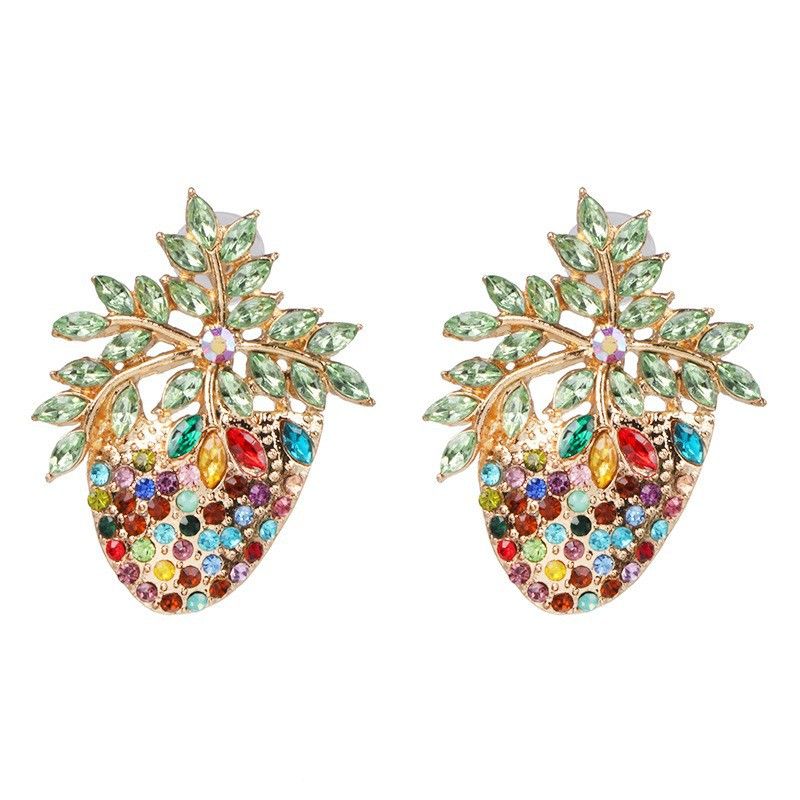 Boucles D&#39;oreilles Diamant Fraise Personnalité Rétro Européenne Et Américaine