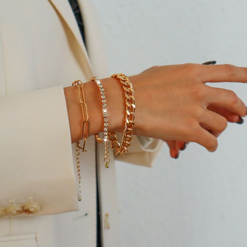 Fashion Multi-layered Wearing Geometric Diamond Bracelet