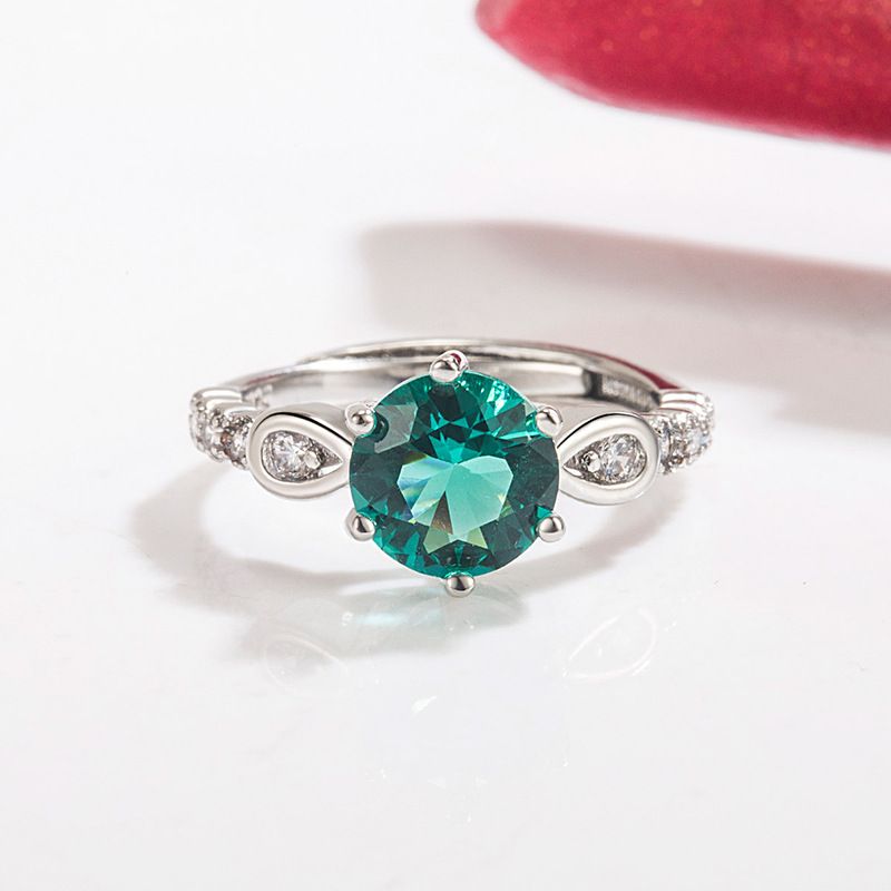 Fashion 14k Gold Diamond Emerald Ring Female European And American Copper Jewelry