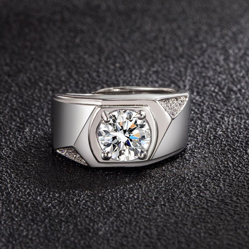 Bague En Diamant À La Mode Bague En Cuivre Zircone Diamant Côté Dominant Européen Et Américain