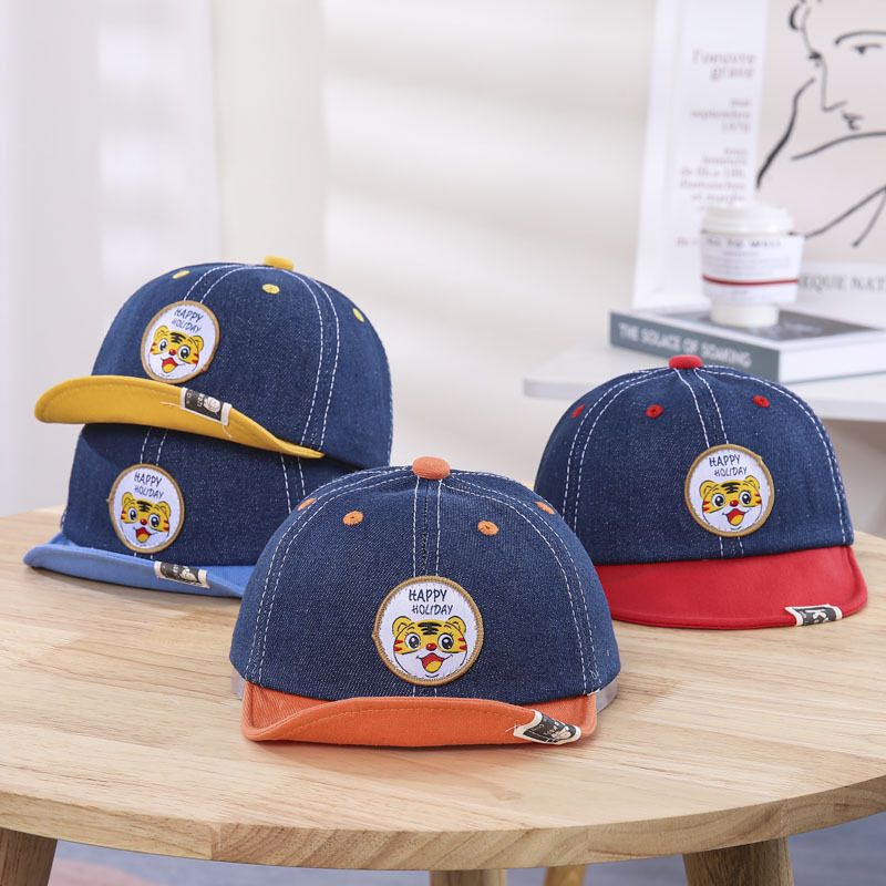 New Children's Cartoon Tiger Peaked Cap Baby Embroidery Cowboy Cap