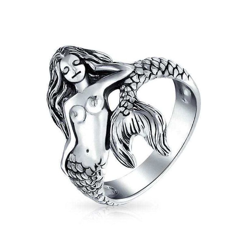 New Jewelry Fairy Siren Mermaid Ring Europe And America Plated Retro Thai Silver Ring Female