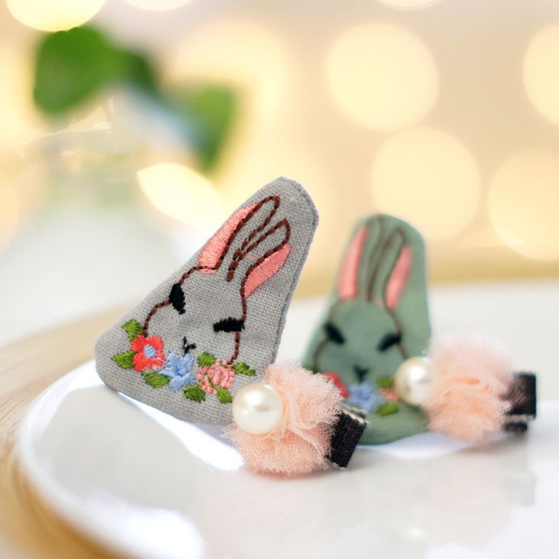 Fabric Embroidery Cute Rabbit Cartoon Hairpin Hair Accessories