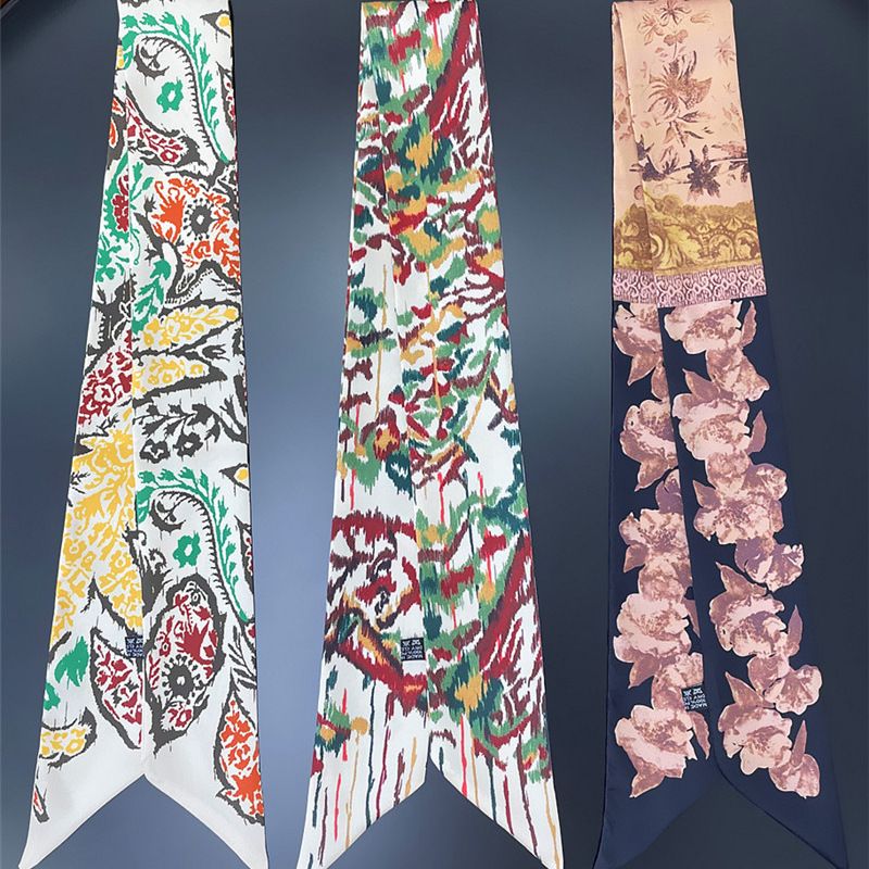 European And American New Double-sided Graffiti Floral Silk Scarf