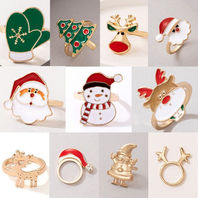 منتجات جديدة عيد الميلاد النفط قطرة حلقة الأيائل سانتا كلوز سبائك خاتم