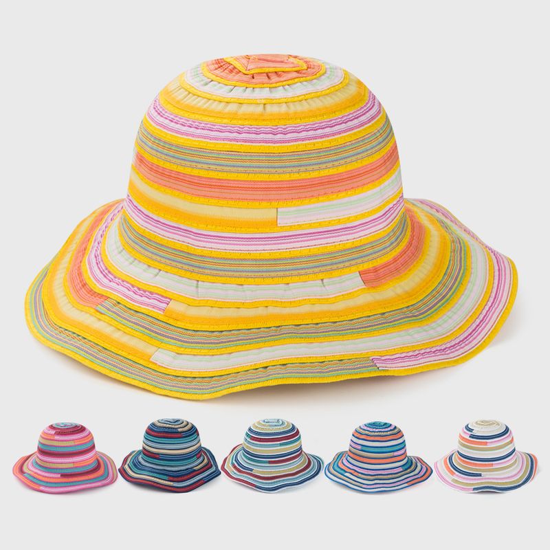 Rainbow Striped Linen Mixed Hat Sunscreen Sun Hat Wholesale