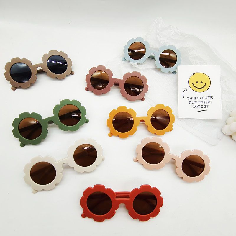 Gafas De Sol Para Niños Con Flores Esmeriladas Retro Crema Coreana