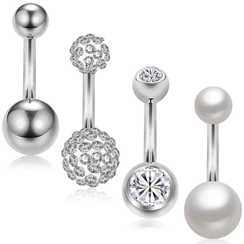 Combination Set Stainless Steel Zircon Belly Button Nail Belly Button Ring Piercing Jewelry