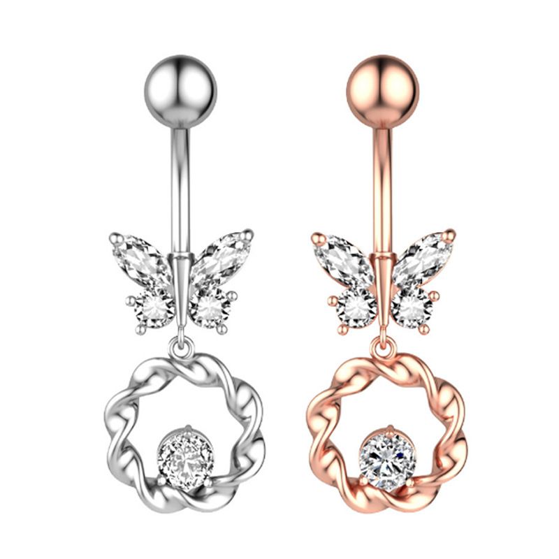 Butterfly Zircon Belly Button Ring Belly Button Nail Piercing Jewelry