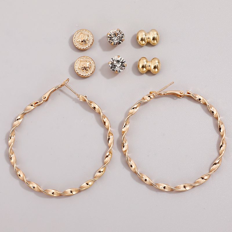 Fashion Vintage Golden Big Round Earrings Earrings