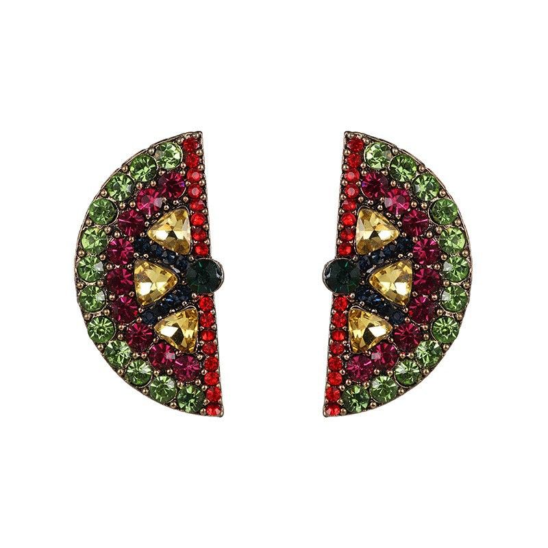 New Creative Jewelry Rhinestone Crystal Orange Stud Earrings Fruit Earrings