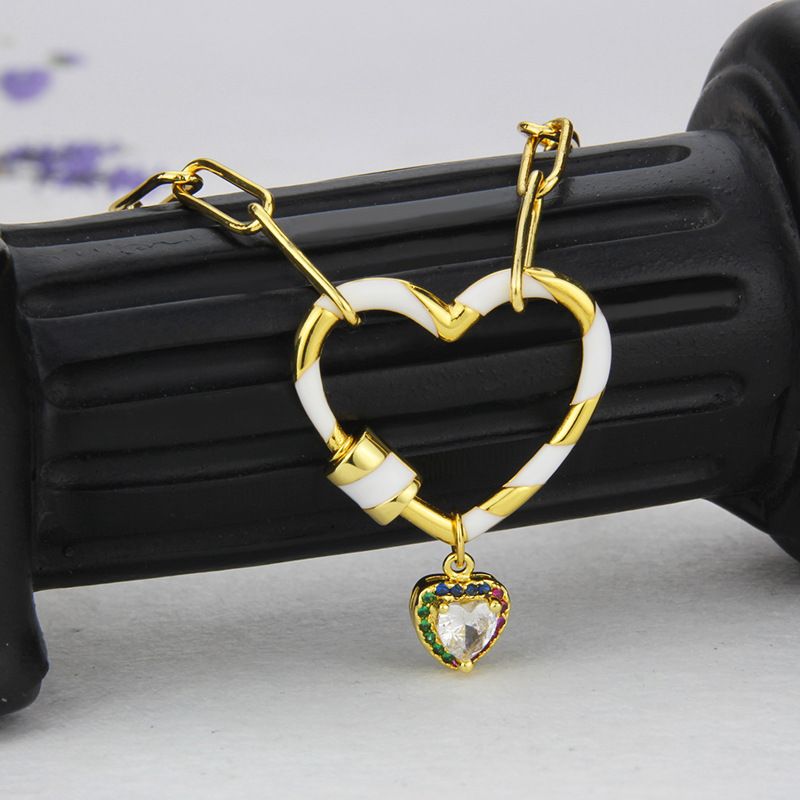 Simple Heart Combination Pendant Inlaid Zirconium Hip-hop Combination Necklace