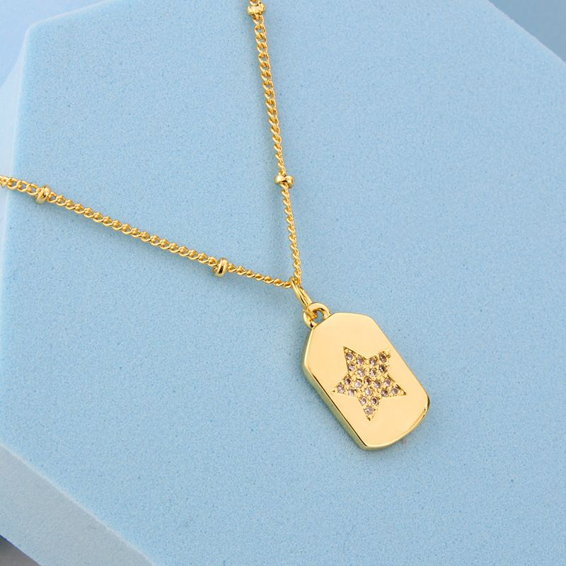 Fashion Inlaid Zirconium Star Five-pointed Star Tag Necklace