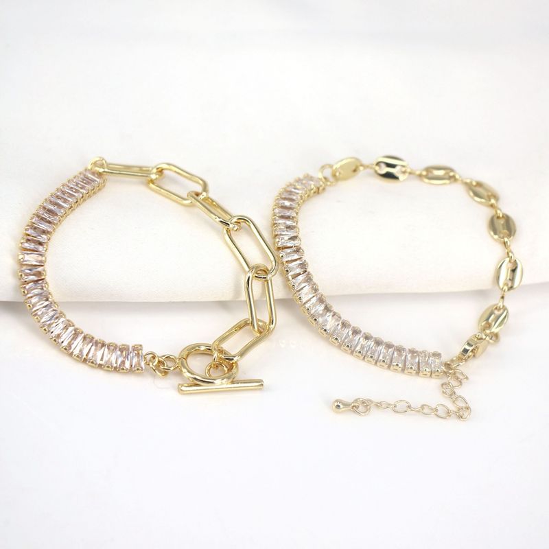 Fashion Geometric Tennis Chain Zircon Copper Bracelet Fashion Hand Jewelry