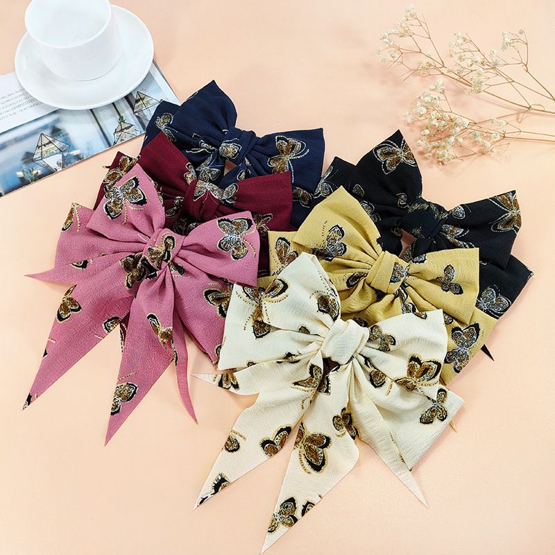 New Double-layer Big Bow Hairpin Korean Wide Fabric Back Head Clip
