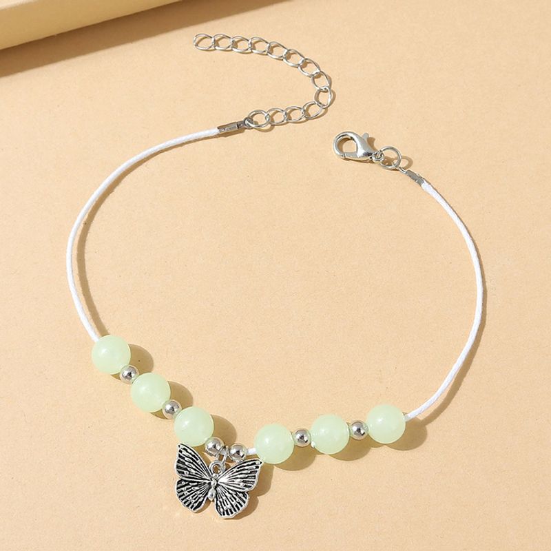 Korean Version Of Simple Butterfly Creative Luminous Bead Anklet