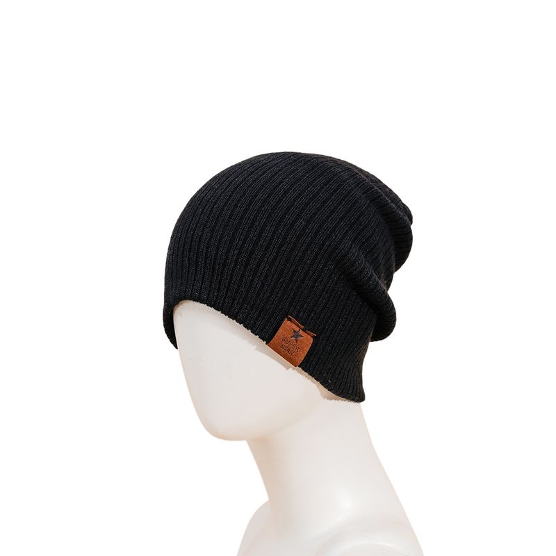 Black Vertical Striped Woolen Hat Fashion Trendy Knitted Hat Women