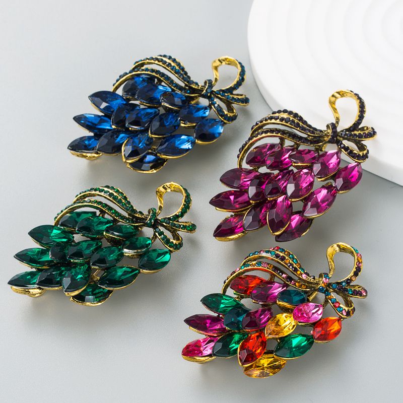 Exaggerated Personality Fashion Trend Colorful Crystal Dazzling Rhinestone Alloy Brooch