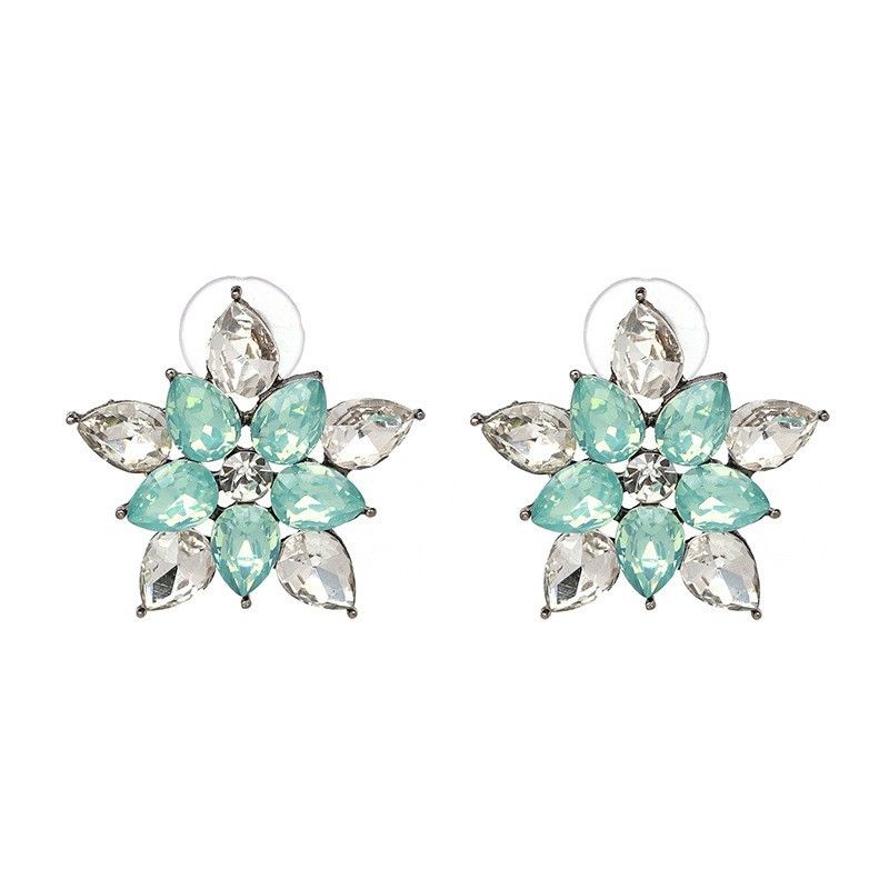 Retro Five-pointed Star Diamond-studded Flower Earrings