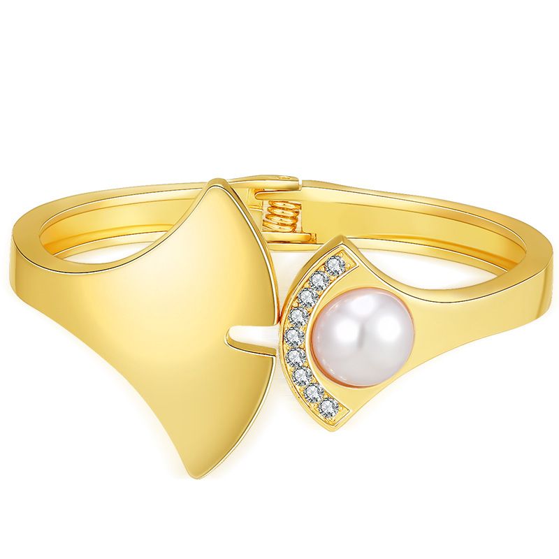 Bracelet De Perles Asymétriques Ouvertes À La Mode Avec Diamants Irréguliers Brillants