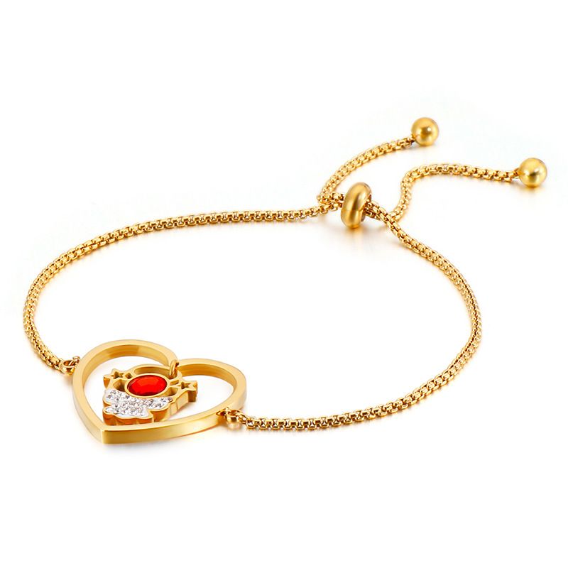 Tendencia Pulsera De Acero De Titanio Con Diamantes Incrustados Exquisita En Forma De Corazón