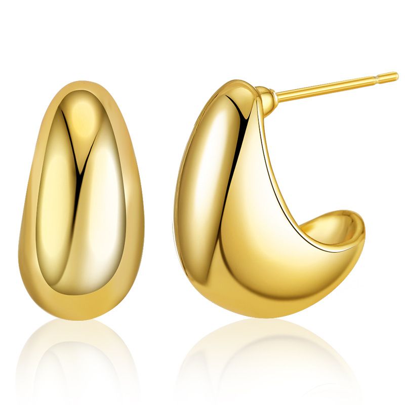Einfache Erbsen Ohrringe Erbsen Gold Metall Kleine Hornohrringe